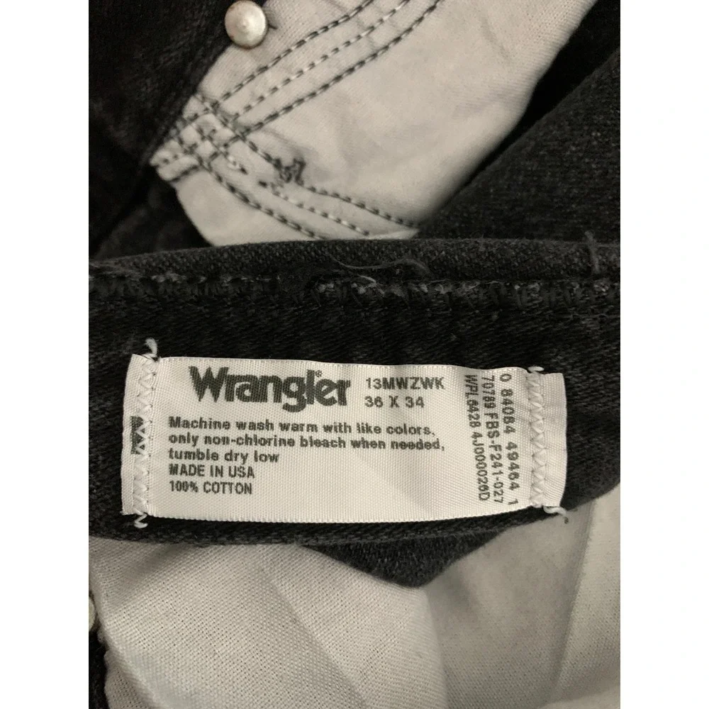 Vintage Wrangler Jeans Men 36x34 Black Cowboy Cut 13MWZWK Denim Made USA